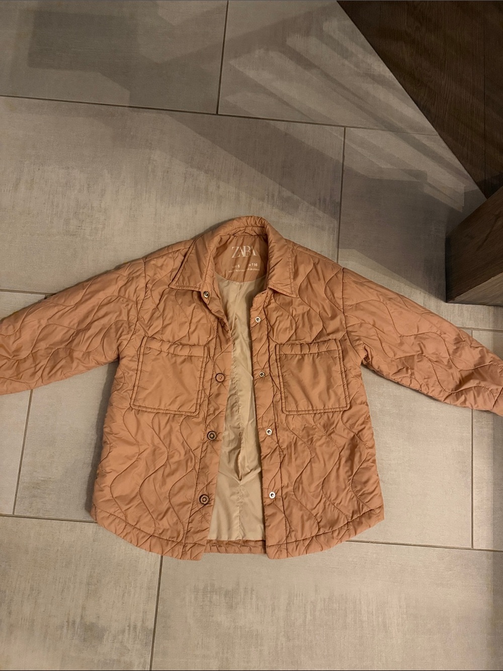 Zara Kids Quilted Peach-Tan Puffer Jacket